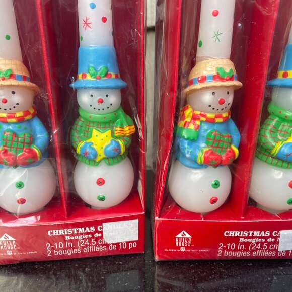 Christmas Snowman Taper Candles Guild House American Greetings Vtg Lot of 2 New - Picture 3 of 3